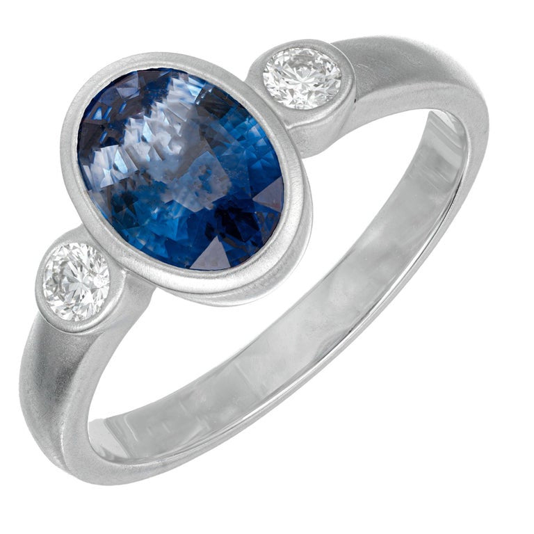 Peter Suchy GIA Certified 1.43 Carat Sapphire Diamond Gold Engagement Ring – image 2