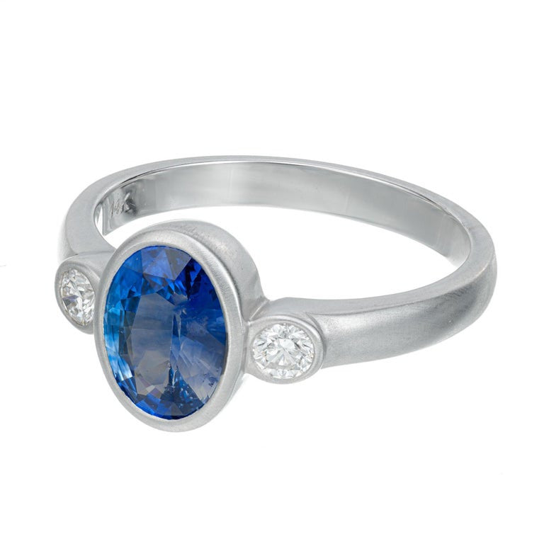 Peter Suchy GIA Certified 1.43 Carat Sapphire Diamond Gold Engagement Ring – image 3