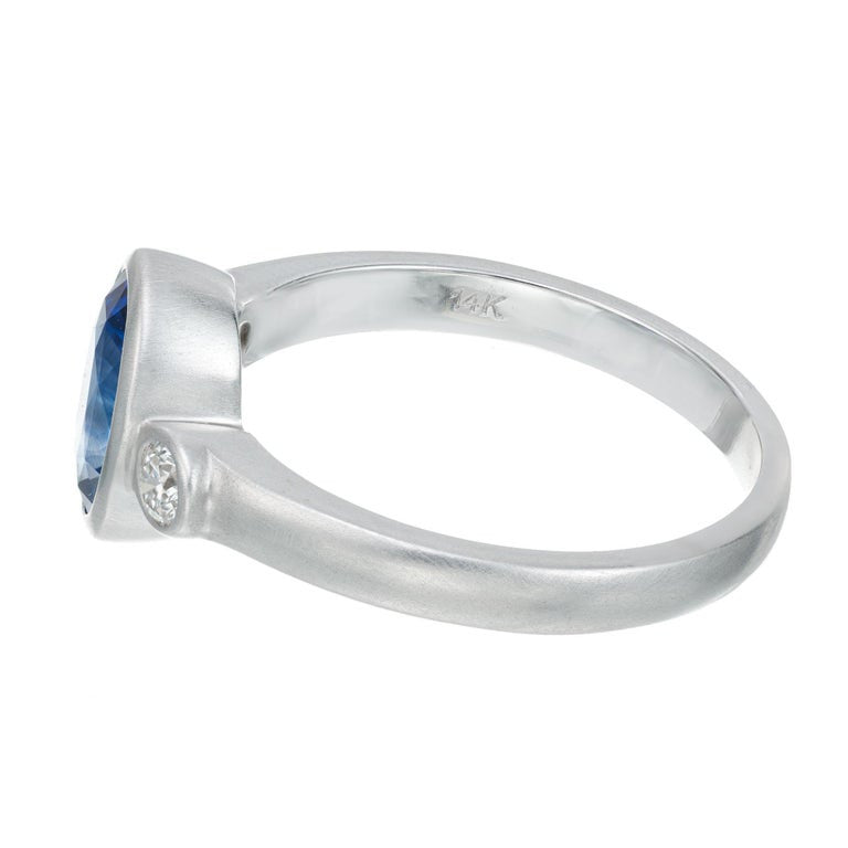 Peter Suchy GIA Certified 1.43 Carat Sapphire Diamond Gold Engagement Ring – image 5