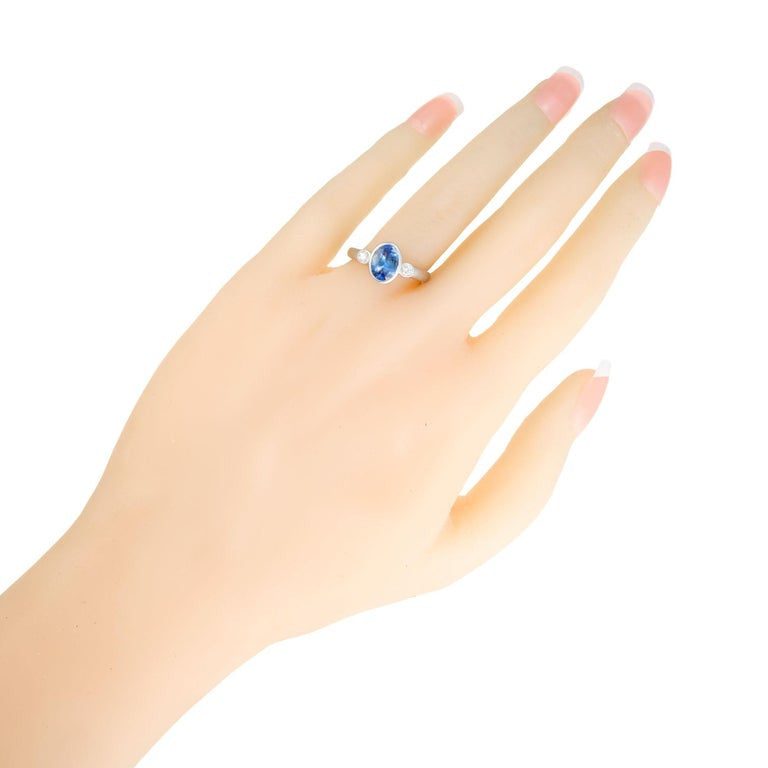 Peter Suchy GIA Certified 1.43 Carat Sapphire Diamond Gold Engagement Ring – image 8