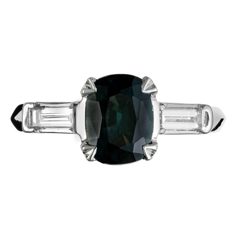 Peter Suchy GIA Certified 1.82 Carat Sapphire Diamond Platinum Engagement Ring – image 2