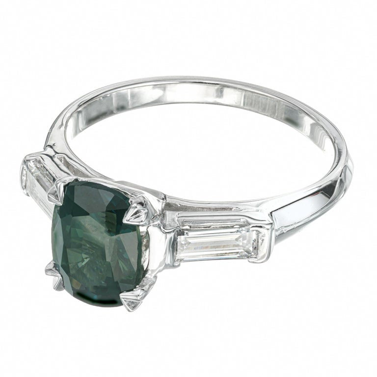 Peter Suchy GIA Certified 1.82 Carat Sapphire Diamond Platinum Engagement Ring – image 3