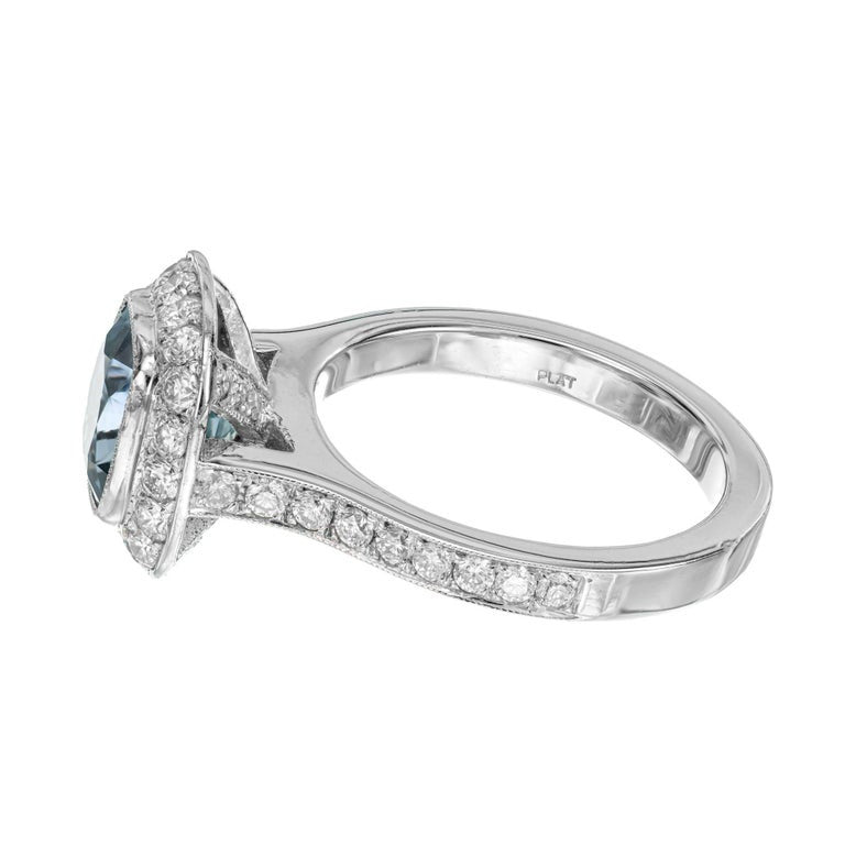 Peter Suchy GIA 3.20 Carat Sapphire Diamond Platinum Halo Engagement Ring – image 5