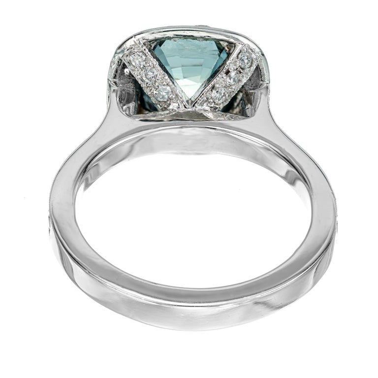 Peter Suchy GIA 3.20 Carat Sapphire Diamond Platinum Halo Engagement Ring – image 6