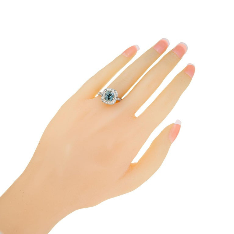 Peter Suchy GIA 3.20 Carat Sapphire Diamond Platinum Halo Engagement Ring – image 8