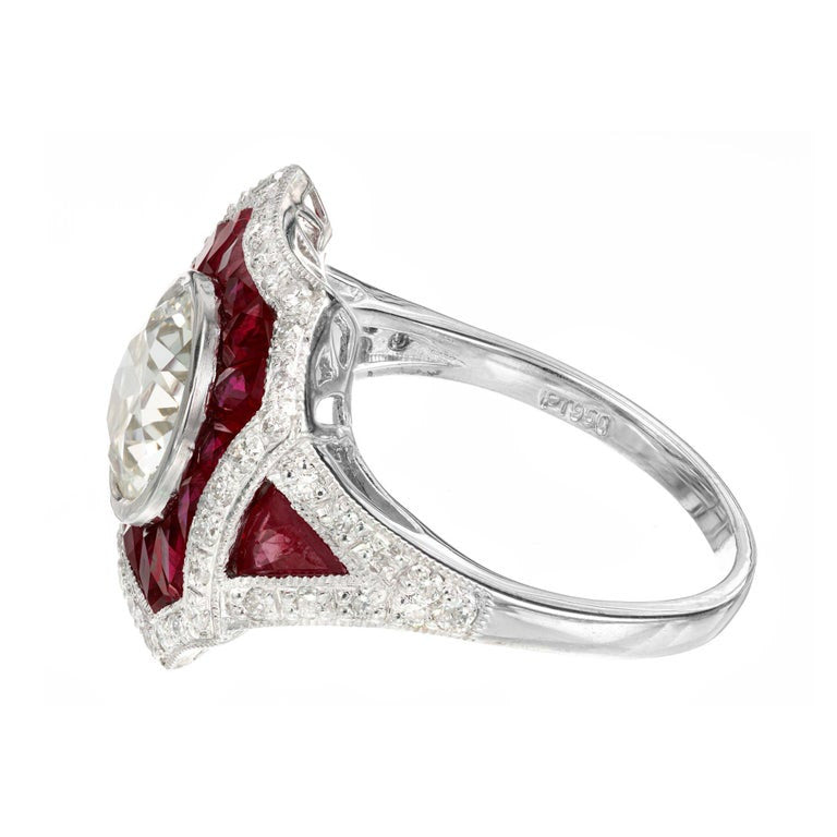 Peter Suchy Diamond Ruby Halo Platinum Engagement Ring – image 4