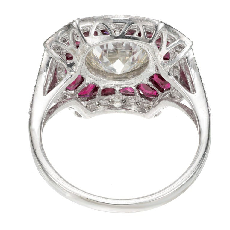 Peter Suchy Diamond Ruby Halo Platinum Engagement Ring – image 6