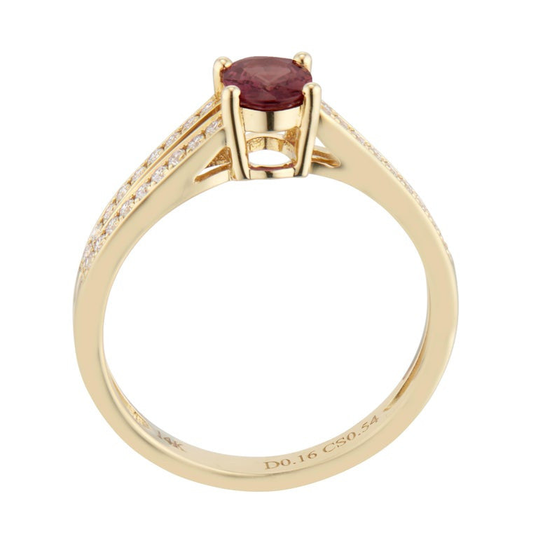 .54 Carat Red Ruby Diamond Yellow Gold Engagement Ring – image 4