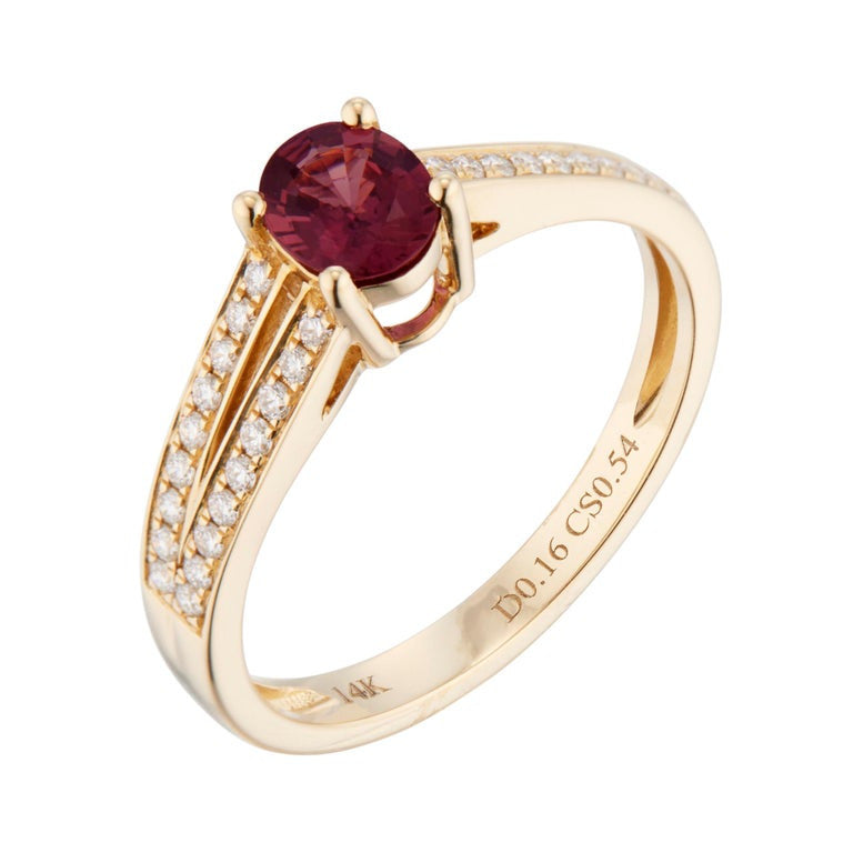 .54 Carat Red Ruby Diamond Yellow Gold Engagement Ring – image 5