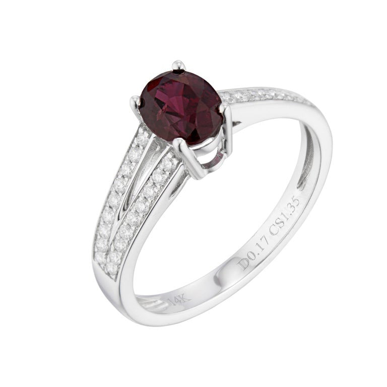 1.35 Red Ruby Diamond White Gold Engagement Ring – image 2