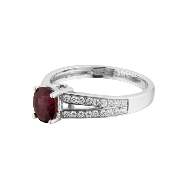 1.35 Red Ruby Diamond White Gold Engagement Ring – image 3