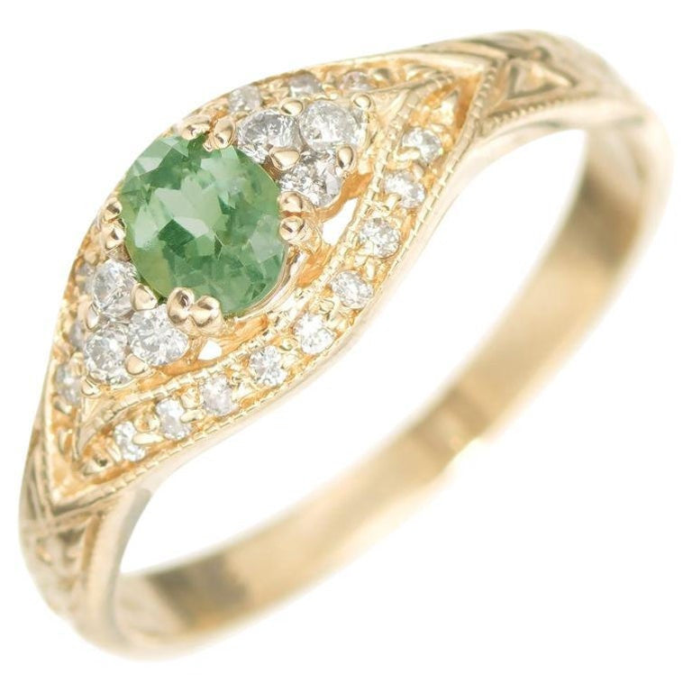 GIA Certified .40 Carat Chrysoberyl Diamond Yellow Gold Engagement Ring