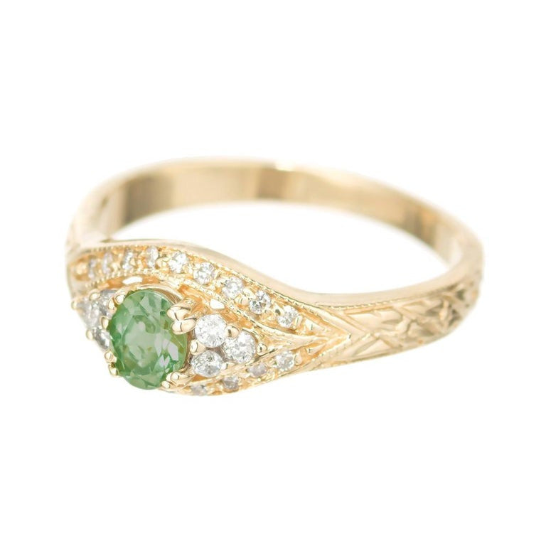 GIA Certified .40 Carat Chrysoberyl Diamond Yellow Gold Engagement Ring – image 2