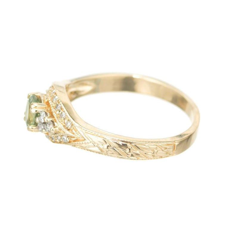 GIA Certified .40 Carat Chrysoberyl Diamond Yellow Gold Engagement Ring – image 3