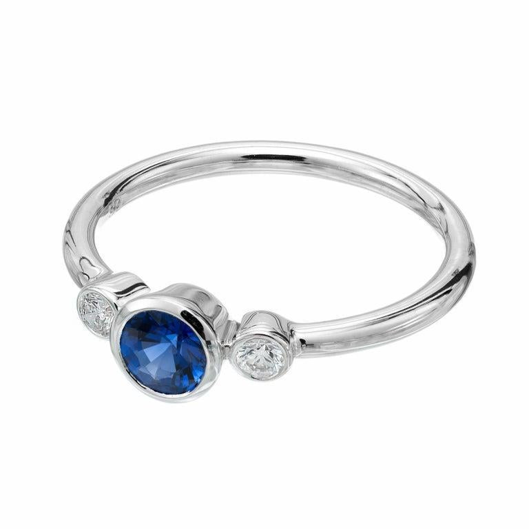 Peter Suchy .50ct Sapphire Diamond Gold Bezel Set Three-Stone Engagement Ring – image 2