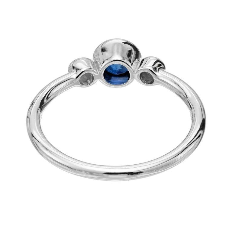 Peter Suchy .50ct Sapphire Diamond Gold Bezel Set Three-Stone Engagement Ring – image 4