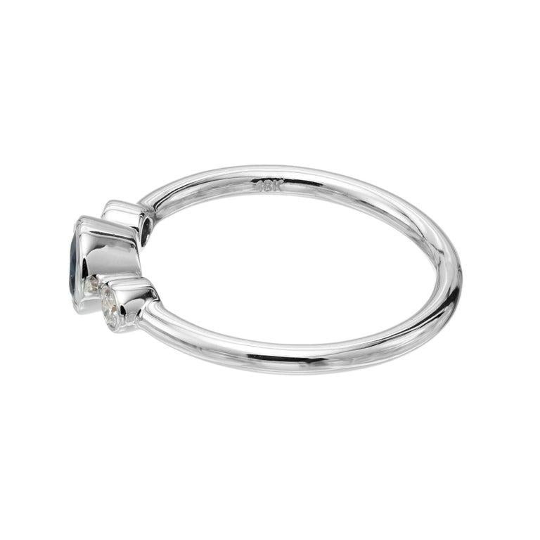 Peter Suchy .50ct Sapphire Diamond Gold Bezel Set Three-Stone Engagement Ring – image 5