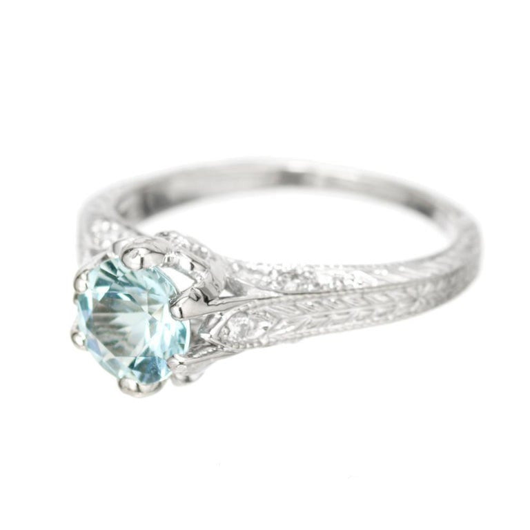 .94 Carat Aqua Diamond White Gold Engagement Ring – image 2