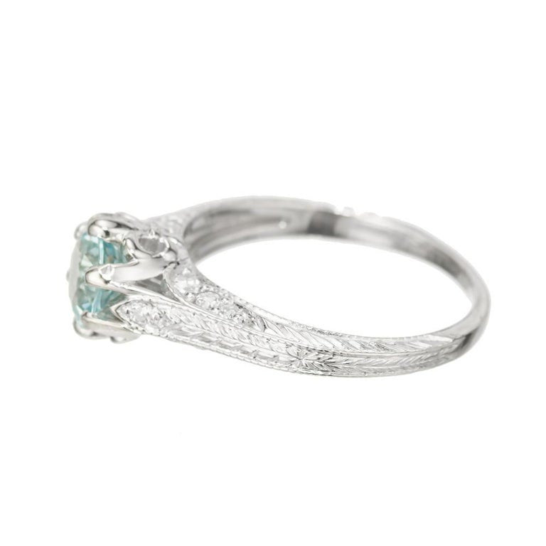 .94 Carat Aqua Diamond White Gold Engagement Ring – image 3