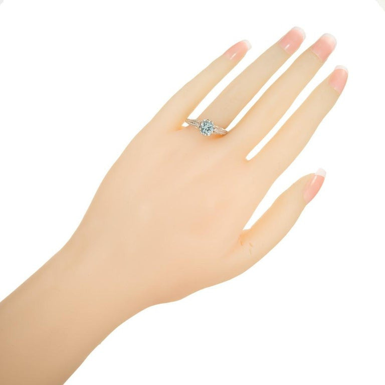 .94 Carat Aqua Diamond White Gold Engagement Ring – image 5