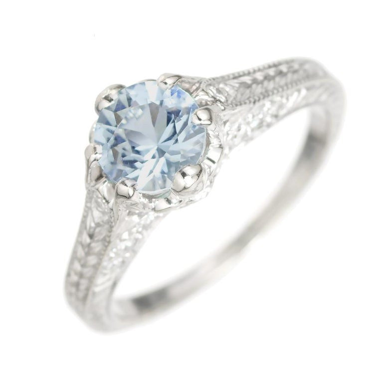 .94 Carat Aqua Diamond White Gold Engagement Ring – image 6