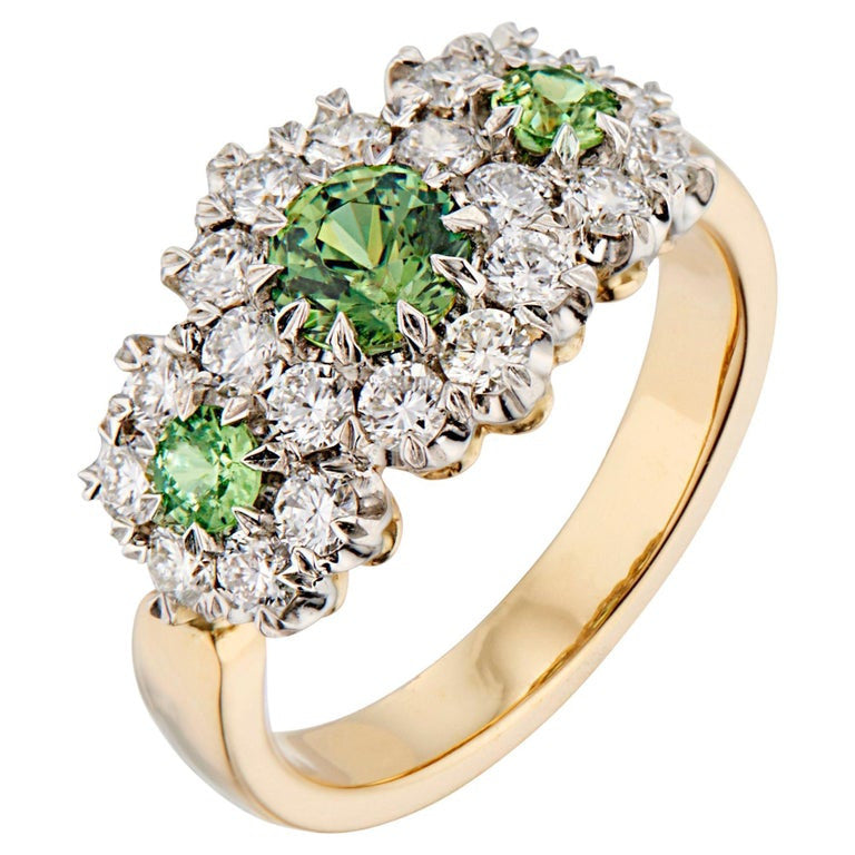 GIA Certified .70 Carat Garnet Diamond Gold Platinum Three-Stone Ring