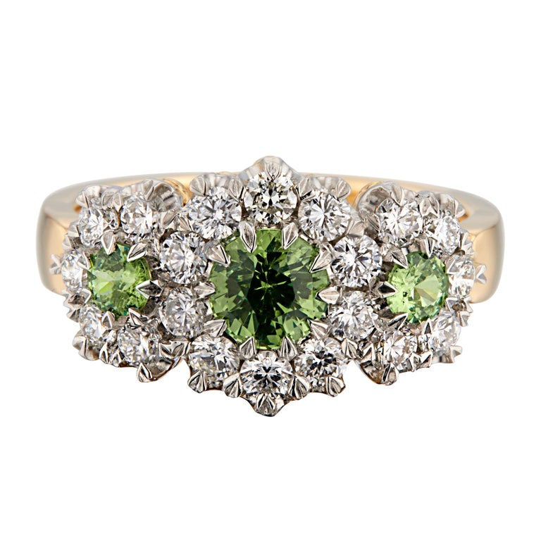 GIA Certified .70 Carat Garnet Diamond Gold Platinum Three-Stone Ring – image 2