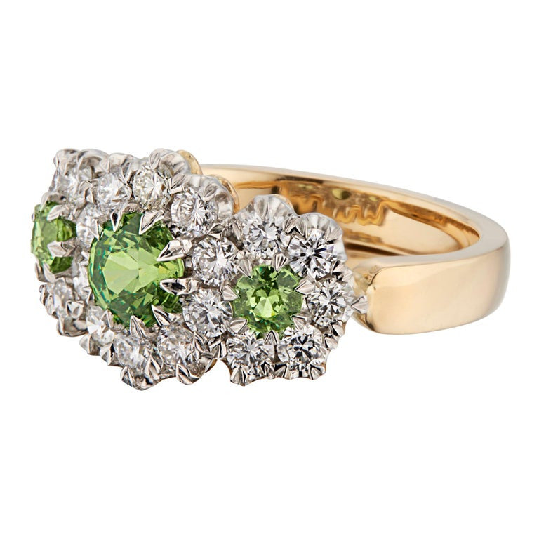 GIA Certified .70 Carat Garnet Diamond Gold Platinum Three-Stone Ring – image 3