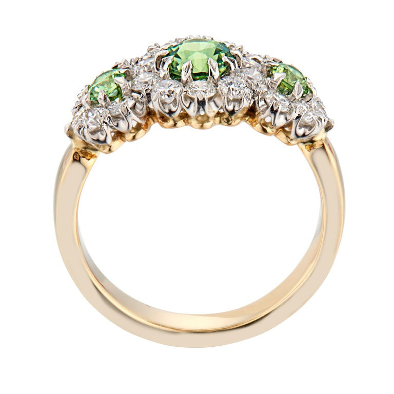GIA Certified .70 Carat Garnet Diamond Gold Platinum Three-Stone Ring – image 6
