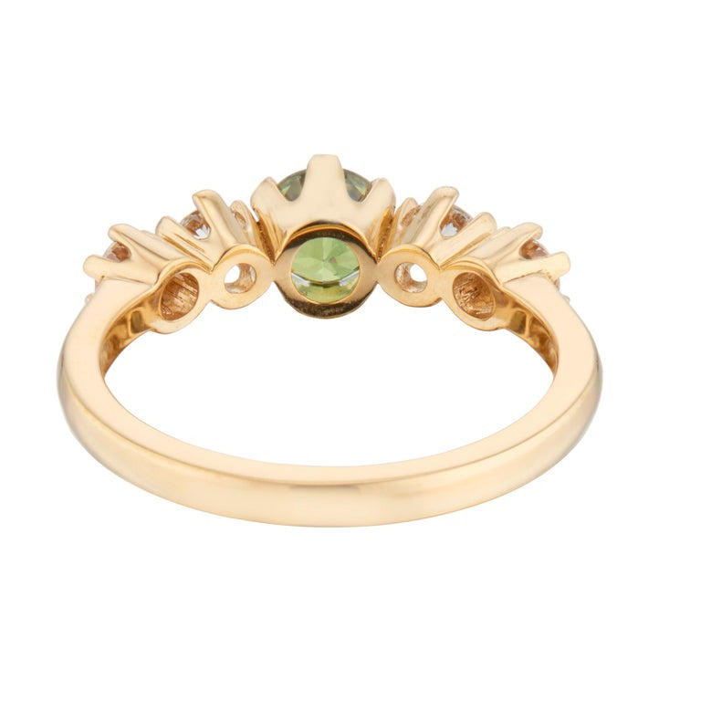 GIA Certified Demantoid Garnet Diamond Yellow Gold Engagement Ring – image 5