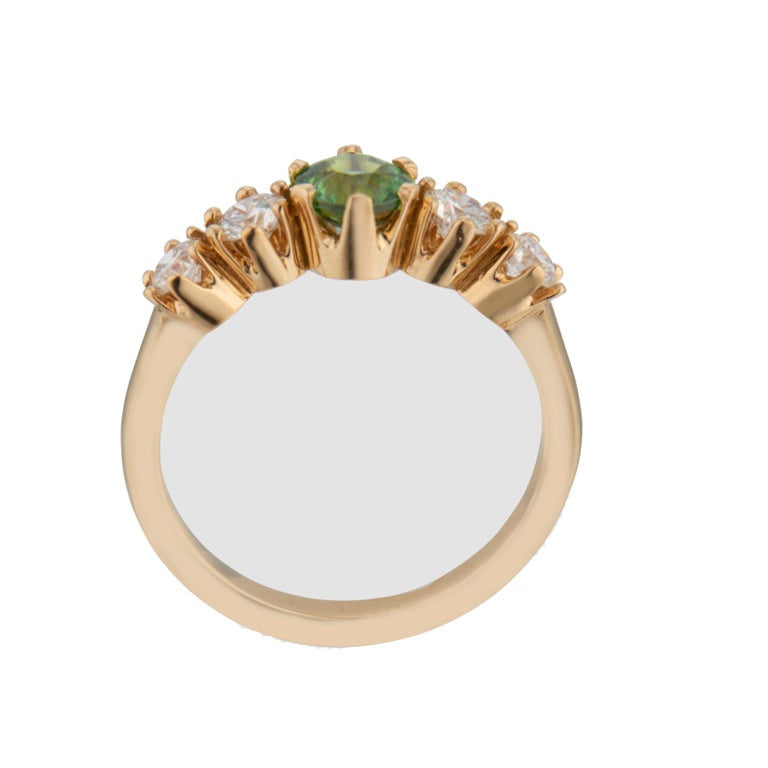 GIA Certified Demantoid Garnet Diamond Yellow Gold Engagement Ring – image 6
