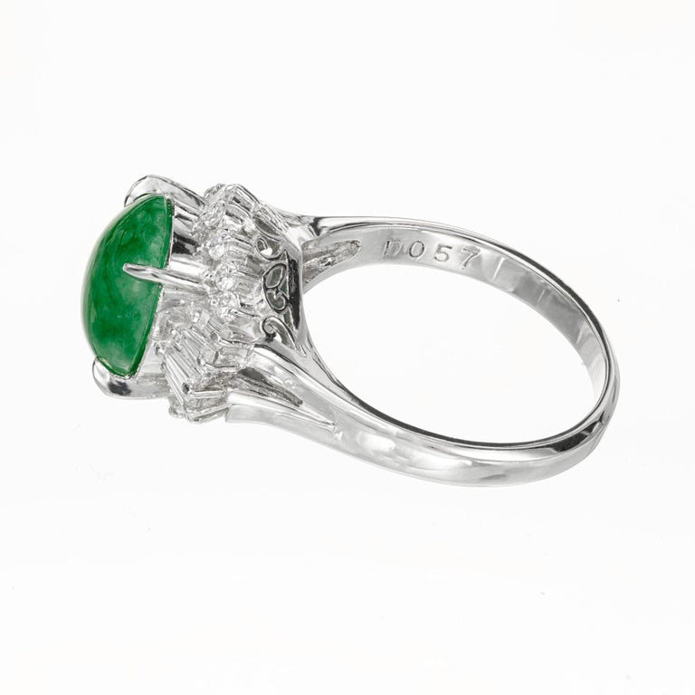 GIA Certified Jadeite Jade Diamond Halo Ballerina Engagement Ring – image 5