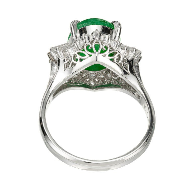 GIA Certified Jadeite Jade Diamond Halo Ballerina Engagement Ring – image 6