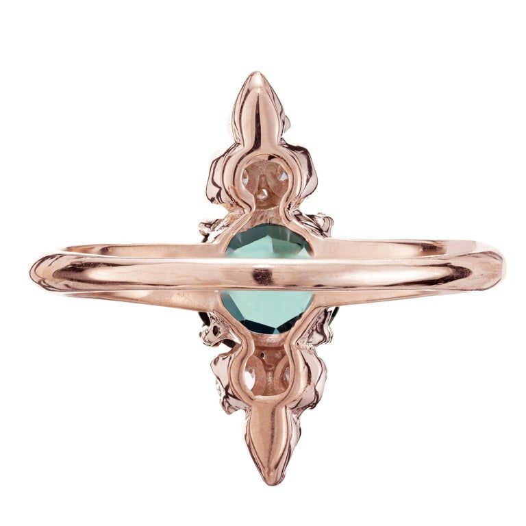 1.00 Carat Green Tourmaline Diamond Rose Gold Ring – image 4