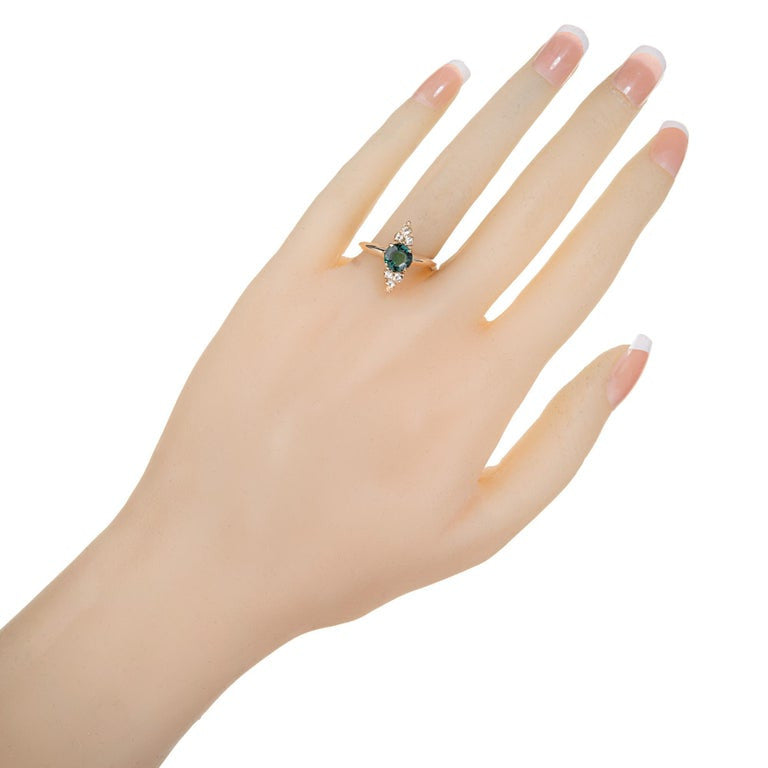 1.00 Carat Green Tourmaline Diamond Rose Gold Ring – image 6