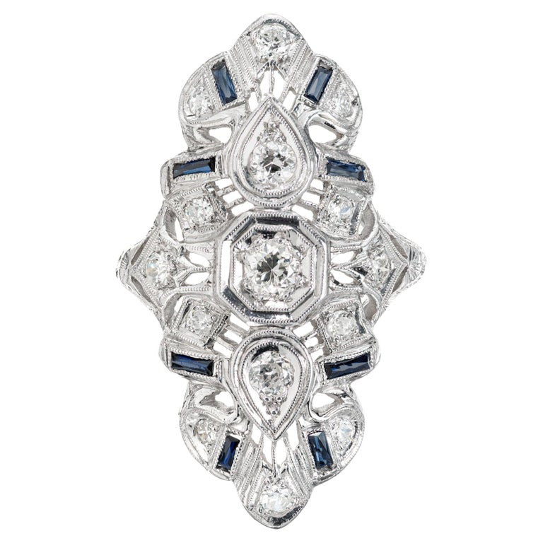 .44 Carat Diamond Sapphire Platinum Cocktail Ring