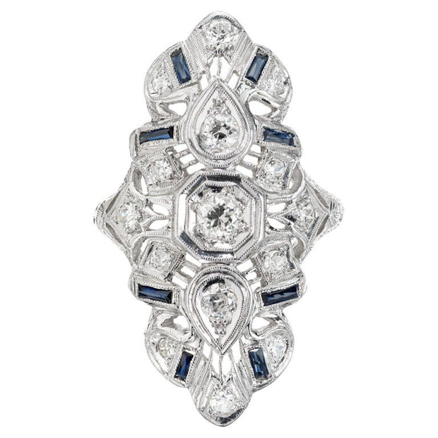 .44 Carat Diamond Sapphire Platinum Cocktail Ring
