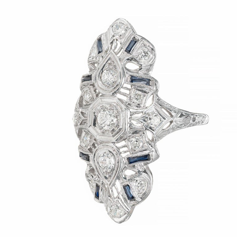 .44 Carat Diamond Sapphire Platinum Cocktail Ring – image 2