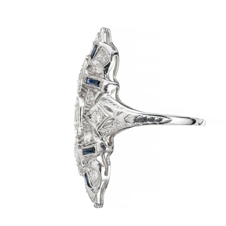 .44 Carat Diamond Sapphire Platinum Cocktail Ring – image 3