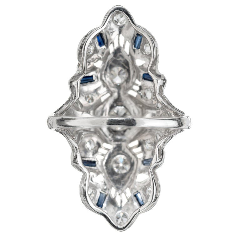 .44 Carat Diamond Sapphire Platinum Cocktail Ring – image 4