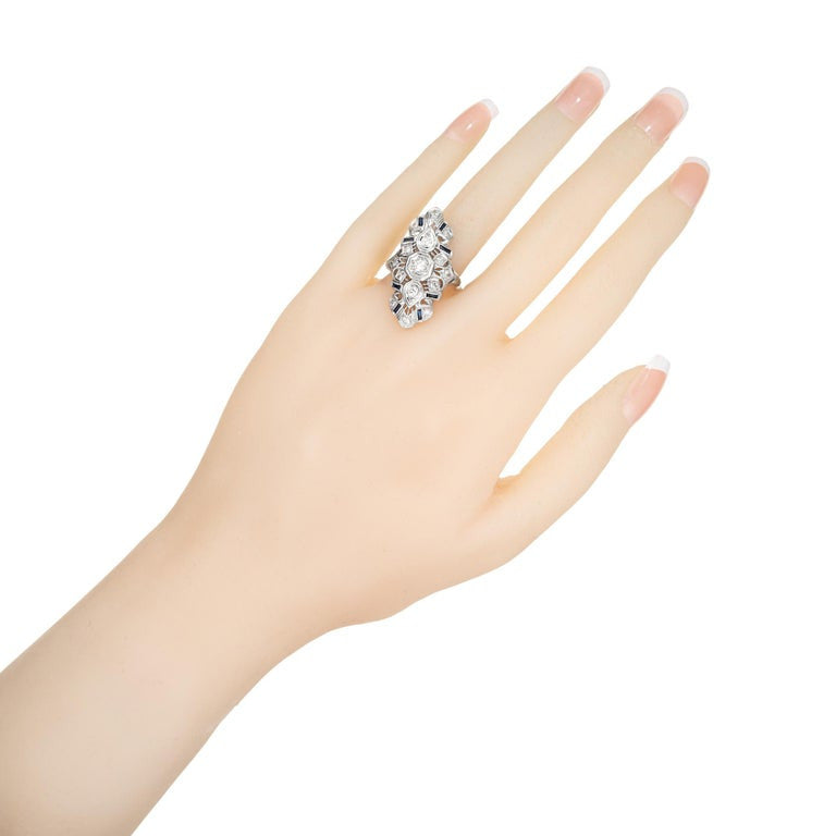 .44 Carat Diamond Sapphire Platinum Cocktail Ring – image 6