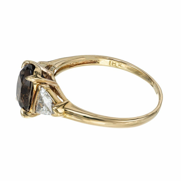 2.38 Carat Natural Purple Brown Sapphire Trilliant Gold Diamond Engagement Ring – image 5
