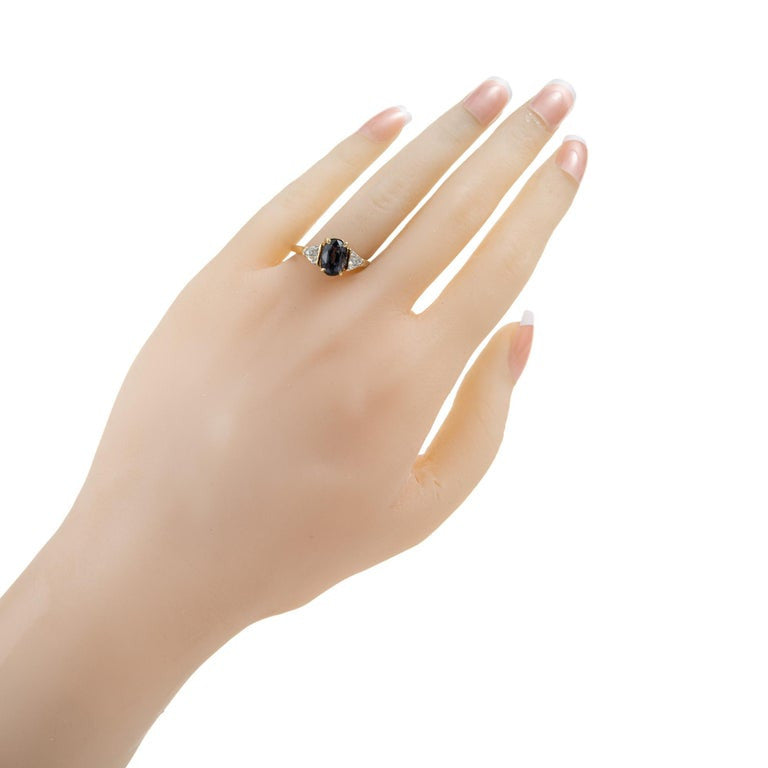 2.38 Carat Natural Purple Brown Sapphire Trilliant Gold Diamond Engagement Ring – image 8