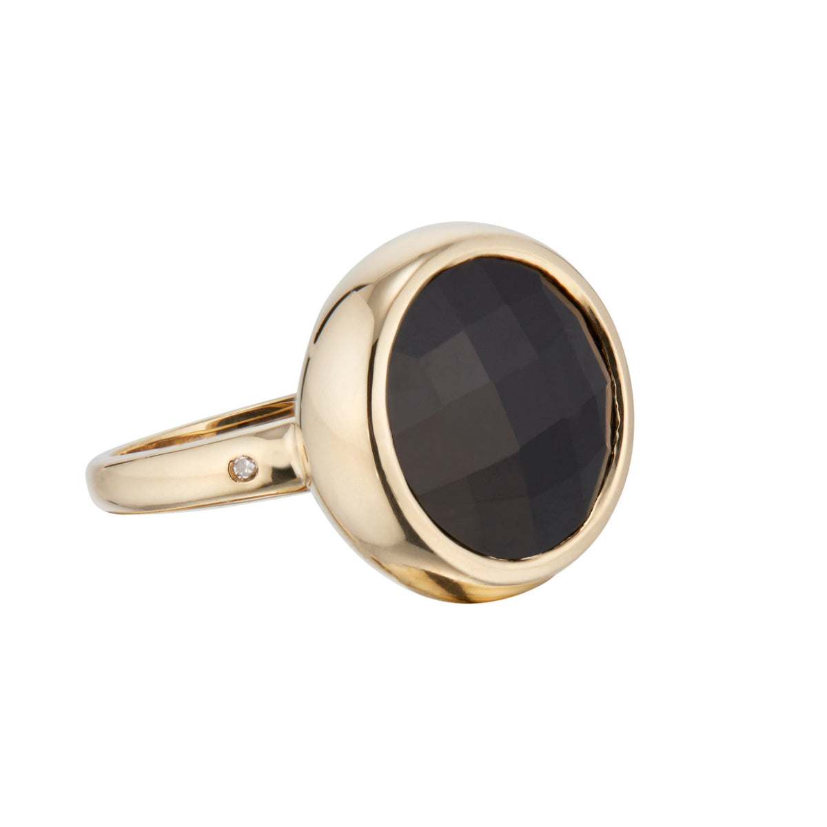 Onyx Diamond Yellow Gold Ring – image 3