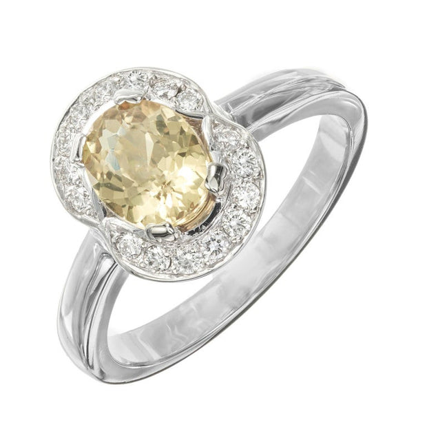 Peter Suchy GIA Certified 1.16 Carat Oval Sapphire Diamond 14k White Gold Ring