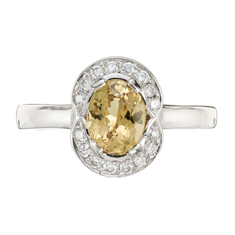 Peter Suchy GIA Certified 1.16 Carat Oval Sapphire Diamond 14k White Gold Ring – image 2