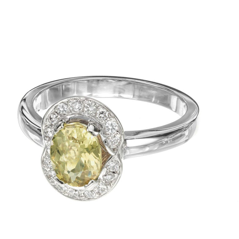 Peter Suchy GIA Certified 1.16 Carat Oval Sapphire Diamond 14k White Gold Ring – image 4