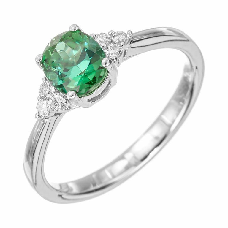 Peter Suchy 1.00 Carat Tourmaline Diamond White Gold Engagement Ring – image 2