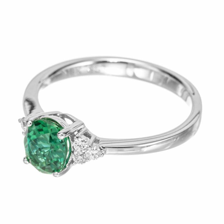 Peter Suchy 1.00 Carat Tourmaline Diamond White Gold Engagement Ring – image 3