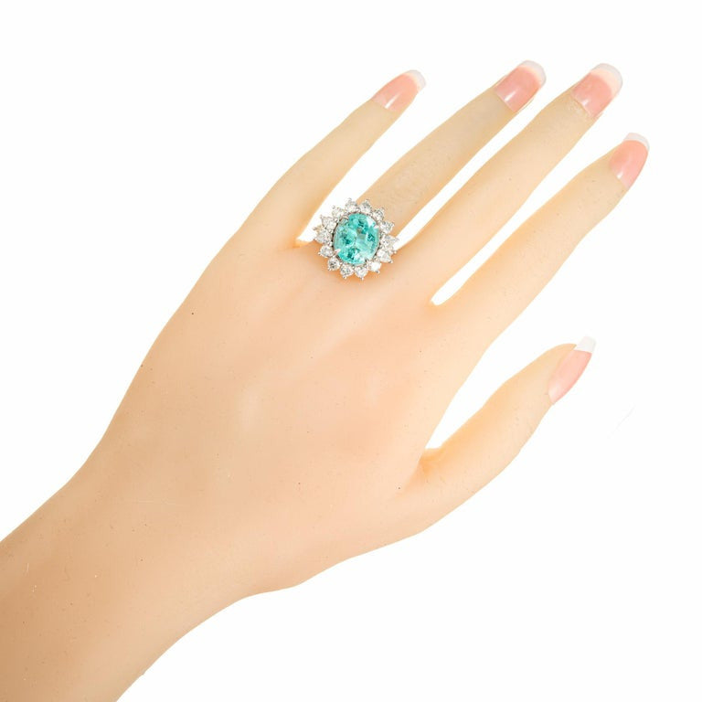 Peter Suchy GIA 5.98 Carat Paraiba Tourmaline Diamond Halo Platinum Ring – image 7